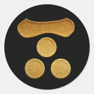Sticker Rond Ichimonji Mitsuboshi Kamon en Sceau d'or
