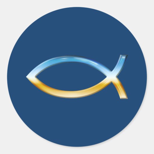 Sticker Rond Ichthus - ciel et au sol chrétiens de symbole de (Devant)