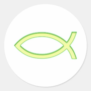 Sticker Rond Ichthus - Symbole chrétien du poisson - Vert clair
