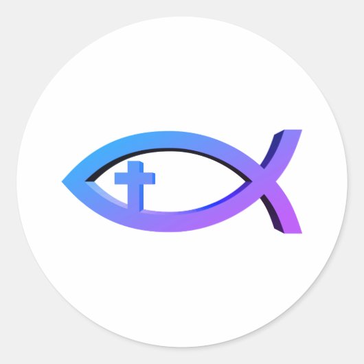 Sticker Rond Ichthus | Symbole de poisson chrétien avec les cla (Devant)