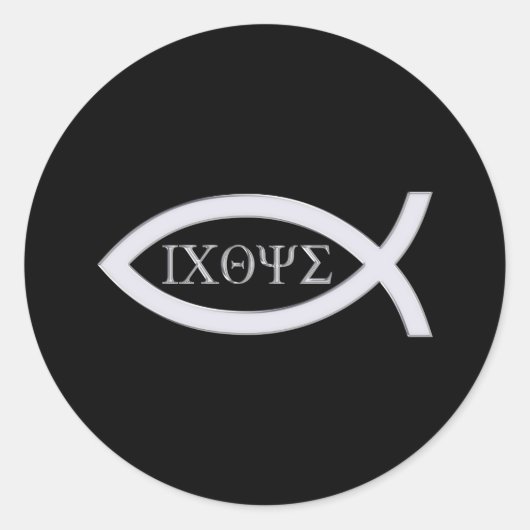 Sticker Rond Ichthys | Symbole du poisson chrétien (Devant)
