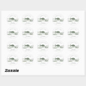 Sticker Rond Ichthys Vagues Ensemble Baptême Vert - Merci (Feuille)