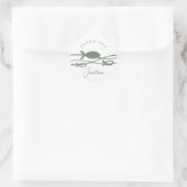 Sticker Rond Ichthys Vagues Ensemble Baptême Vert - Merci (Sac)