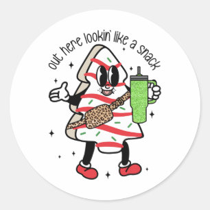 Sticker Rond Ici dehors, ressemblant à un snack pour hommes fem