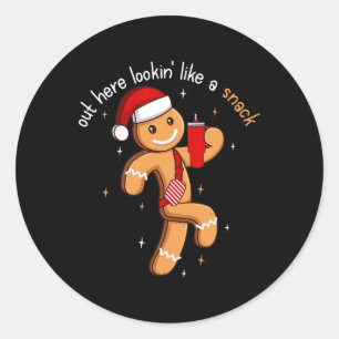 Sticker Rond Ici On A L'Air D'Un Snack Drôle Boujee Xmas Gi