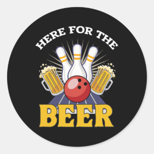 Sticker Rond Ici Pour Boire La Bière Bowling