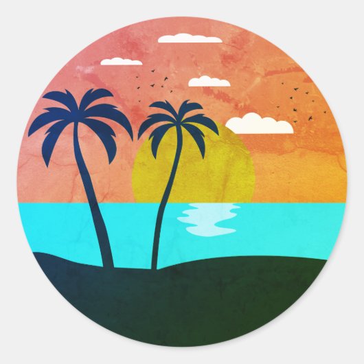 Sticker Rond Icon Summer Beach (Devant)