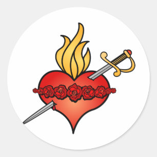 Sticker Rond Icône Coeur immaculé de Marie