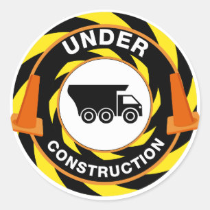 Sticker Rond Icône Cone Camion en construction