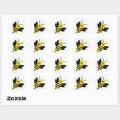Sticker Rond icône d'abeille en colère (Feuille)