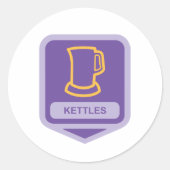 Sticker Rond Icône de bouilloires violettes et jaunes modernes (Devant)