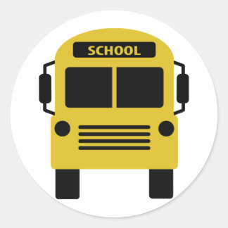 Sticker Rond icône de bus scolaire jaune