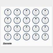 Sticker Rond Icône de caméra - Couleur de bordure modifiable Sn (Feuille)