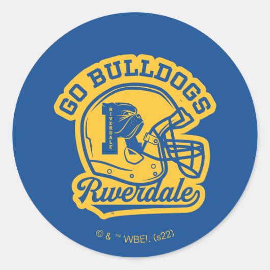 Sticker Rond Icône de casque de football Go Bulldogs (Devant)