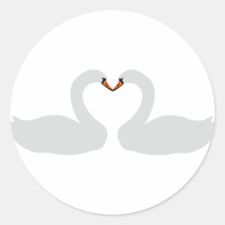 Sticker Rond icône de deux cygnes blancs