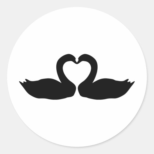 Sticker Rond icône de deux cygnes noirs (Devant)