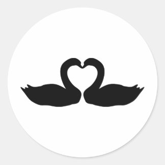 Sticker Rond icône de deux cygnes noirs
