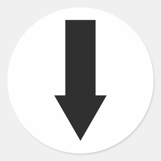 Sticker Rond icône de flèche noire vers le bas (Devant)