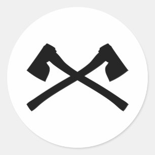 Sticker Rond icône de hache croisée
