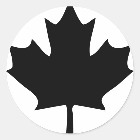 Sticker Rond icône de la feuille d'érable du canada noir (Devant)