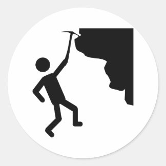 Sticker Rond icône de l'escalade de l'alpiniste freeclimber cli