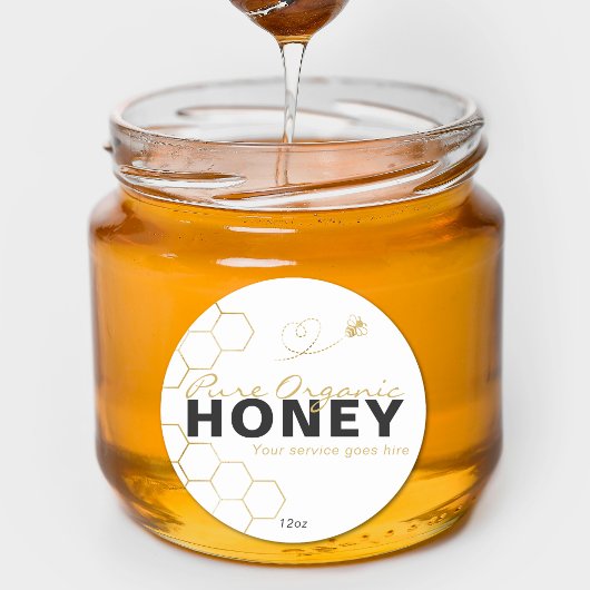 Sticker Rond Icône de miel moderne Honey Gold Bees