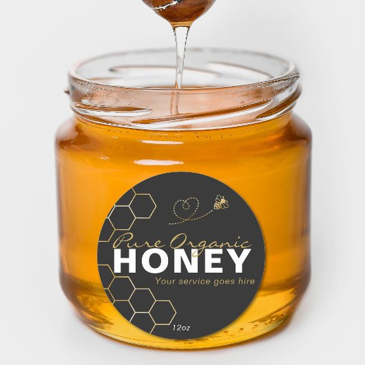 Sticker Rond Icône de miel moderne Honey Gold Bees Noir