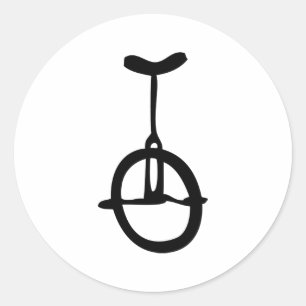 Sticker Rond icône de monocycle noir