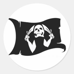 Sticker Rond Icône de ondulation #11 de Drapeau-Pirate