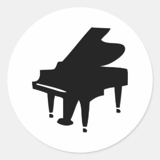 Sticker Rond icône de piano noir