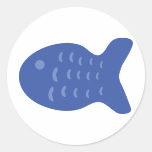 Sticker Rond icône de poisson bleu