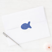 Sticker Rond icône de poisson bleu (Enveloppe)