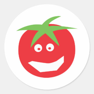Sticker Rond icône de tomate rouge drôle