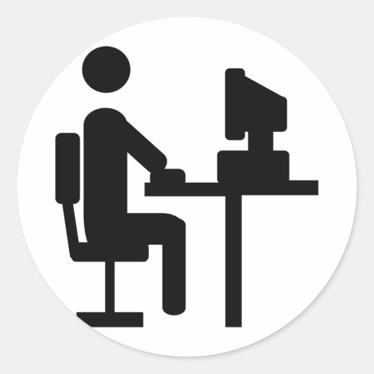Sticker Rond icône de travailleur de bureau (Devant)