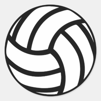 Sticker Rond Icône de volleyball noir