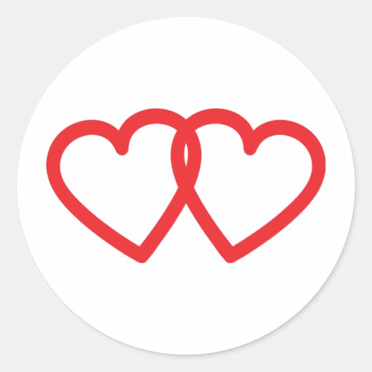 Sticker Rond icône deux coeurs rouges (Devant)