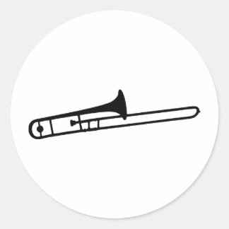 Sticker Rond icône d'instrument trombone noir