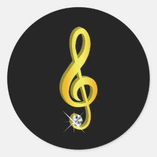 Sticker Rond Icône d'or d'une note musicale G-Clef