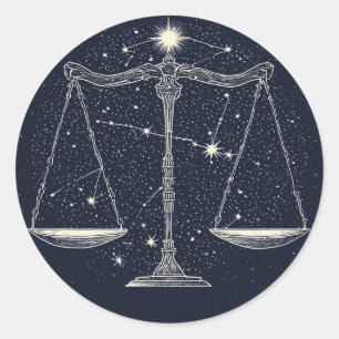 Sticker Rond Icône du signe du zodiaque Balance avec des balanc