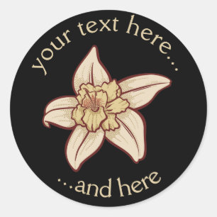Sticker Rond Icône Fleur Vanille