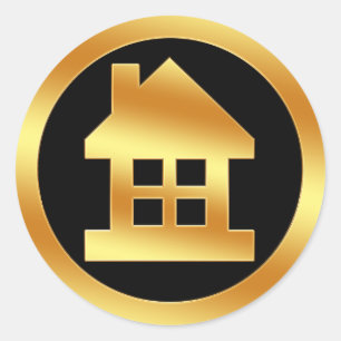 Sticker Rond Icône Gold House