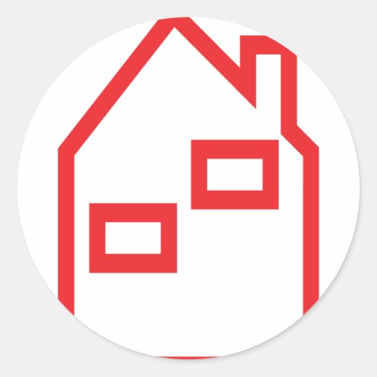 Sticker Rond icône immobilière maison rouge (Devant)