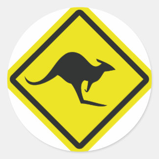 Sticker Rond icône kangourou australienne panneau routier