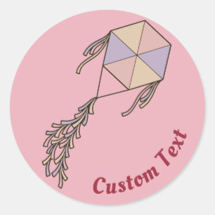 Sticker Rond Icône Kite rose