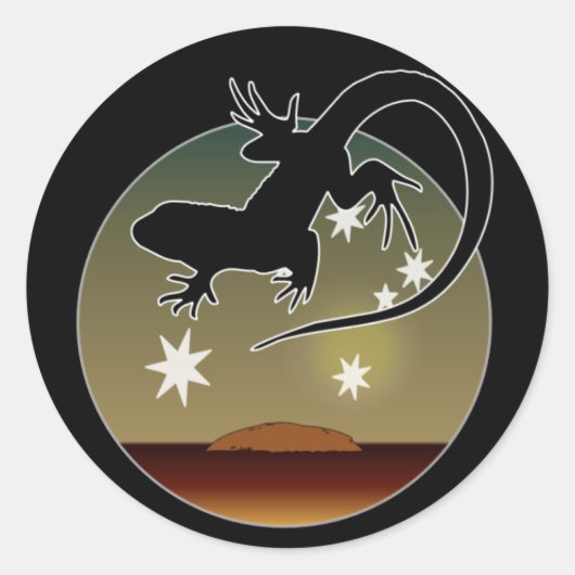 Sticker Rond Icône Lizard Australien (Devant)