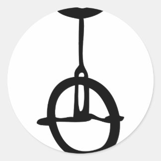 Sticker Rond icône monocycle noire