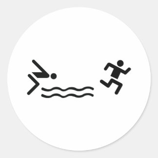 Sticker Rond icône noire aquathlon