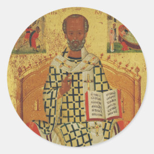 Sticker Rond Icône orthodoxe byzantine de saint Nicolas de Myre