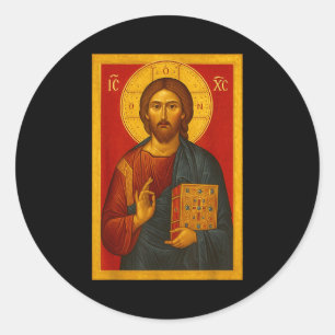 Sticker Rond Icône orthodoxe de Jésus-Christ Pantocrator 