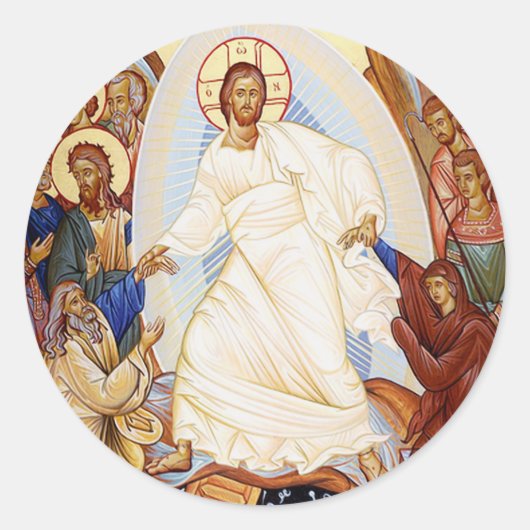 Sticker Rond Icône orthodoxe de la résurrection de l'anastasie (Devant)